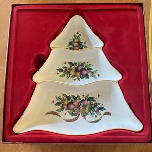 Lenox Tartan Three Tier Christmas Tree Shaped Serving Dish